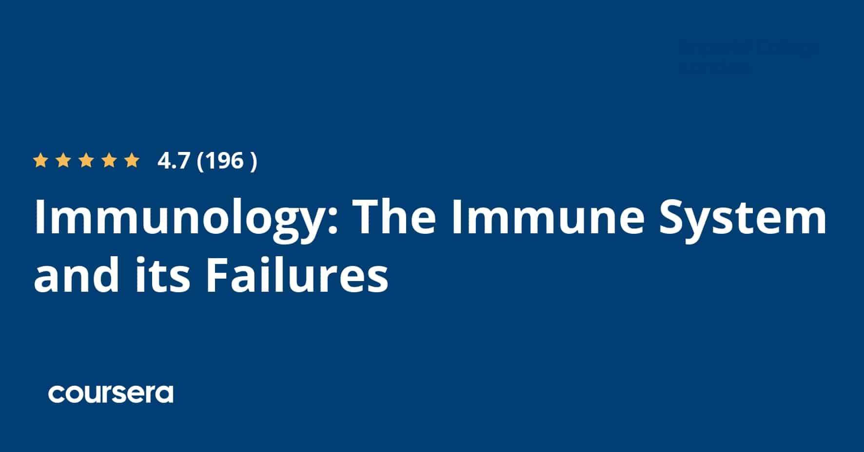 ההתמחות המקצועית מוסמכת ב-Immunology: The Immune System and its Failures שהוצעה על ידי University.