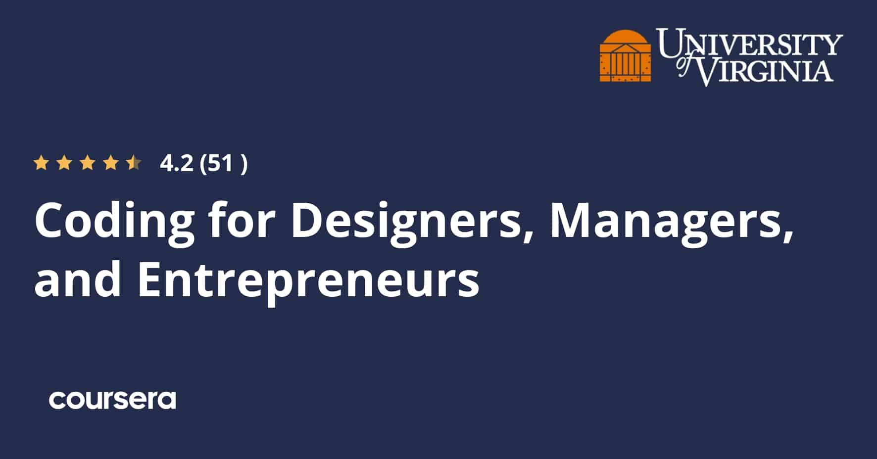 התמחות מקצועית מוסמכת ב-Coding for Designers, Managers, and Entrepreneurs, جامعة