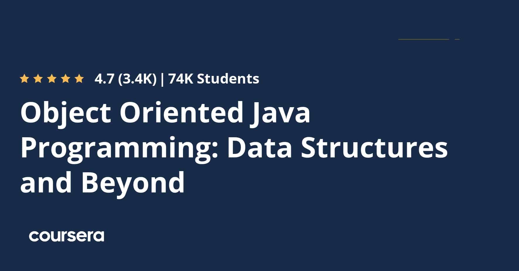 תכנית התמחות מקצועית מוסמכת ב-Object Oriented Java Programming: Data Structures and Beyond מוסד: Google