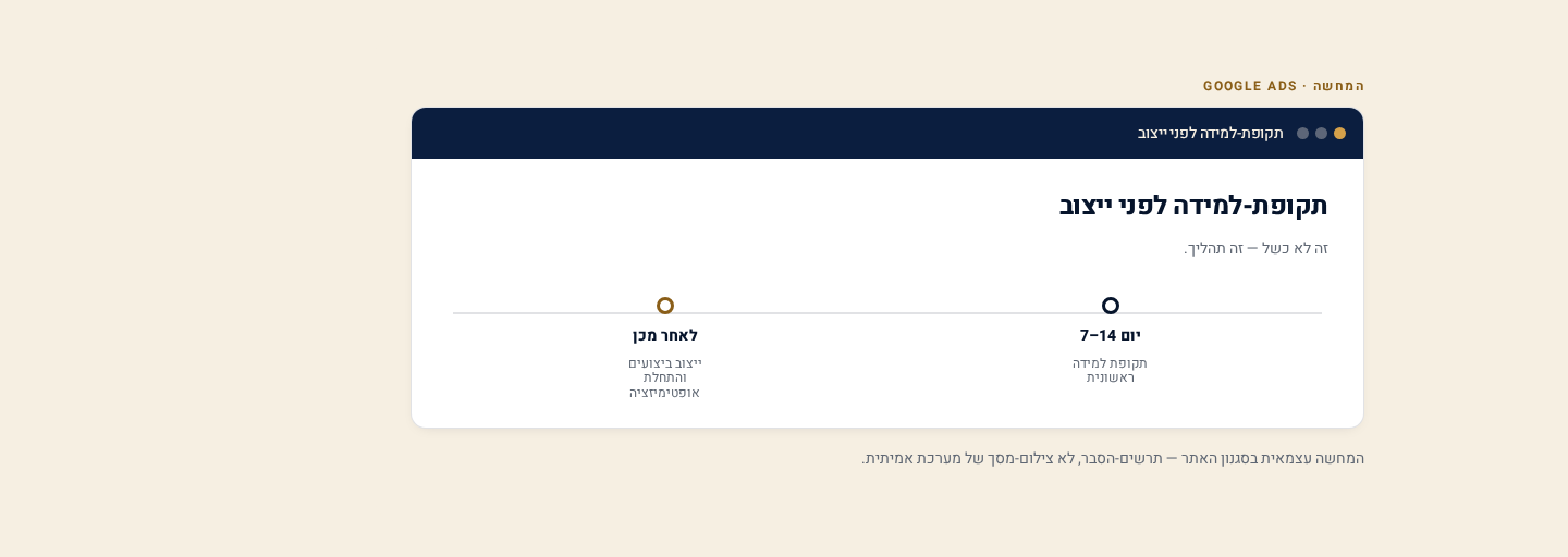 המדריך המלא ל-Google Ads למתחילים — בעברית, לבעל-עסק ישראלי 4 ציר תקופת-הלמידה