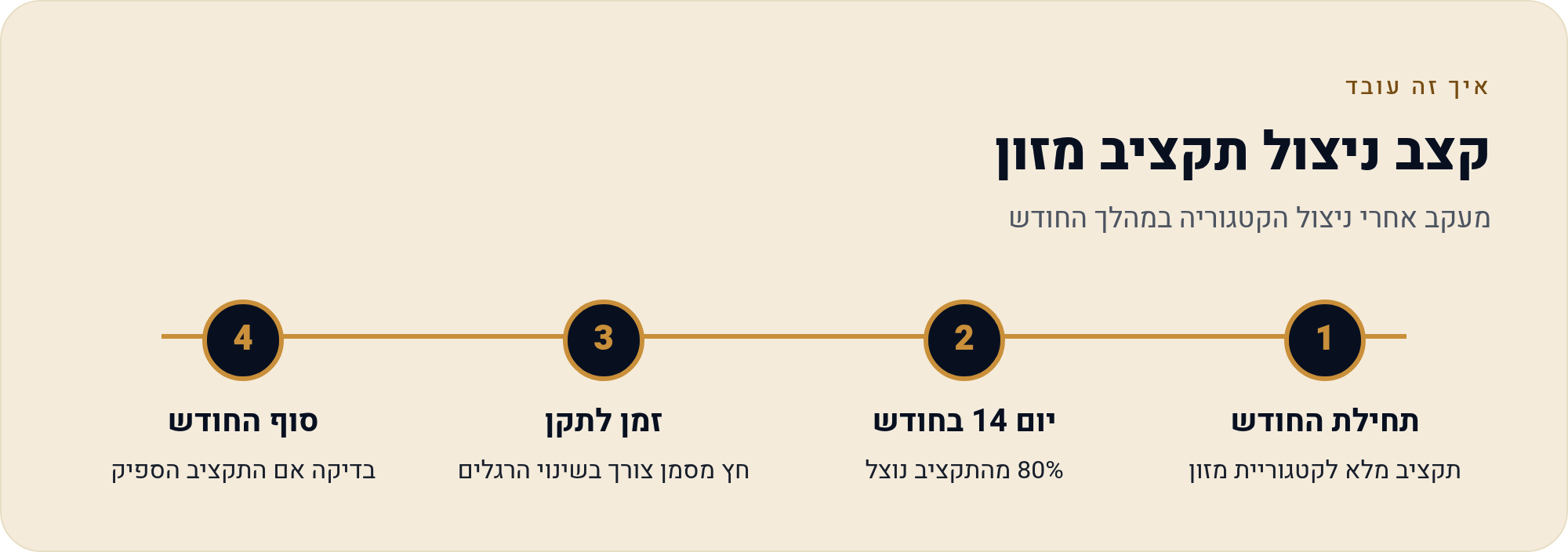 איך מתמידים בתקציב — שגרה חודשית שעובדת 2 מעקב אחרי ניצול הקטגוריה במהלך החודש