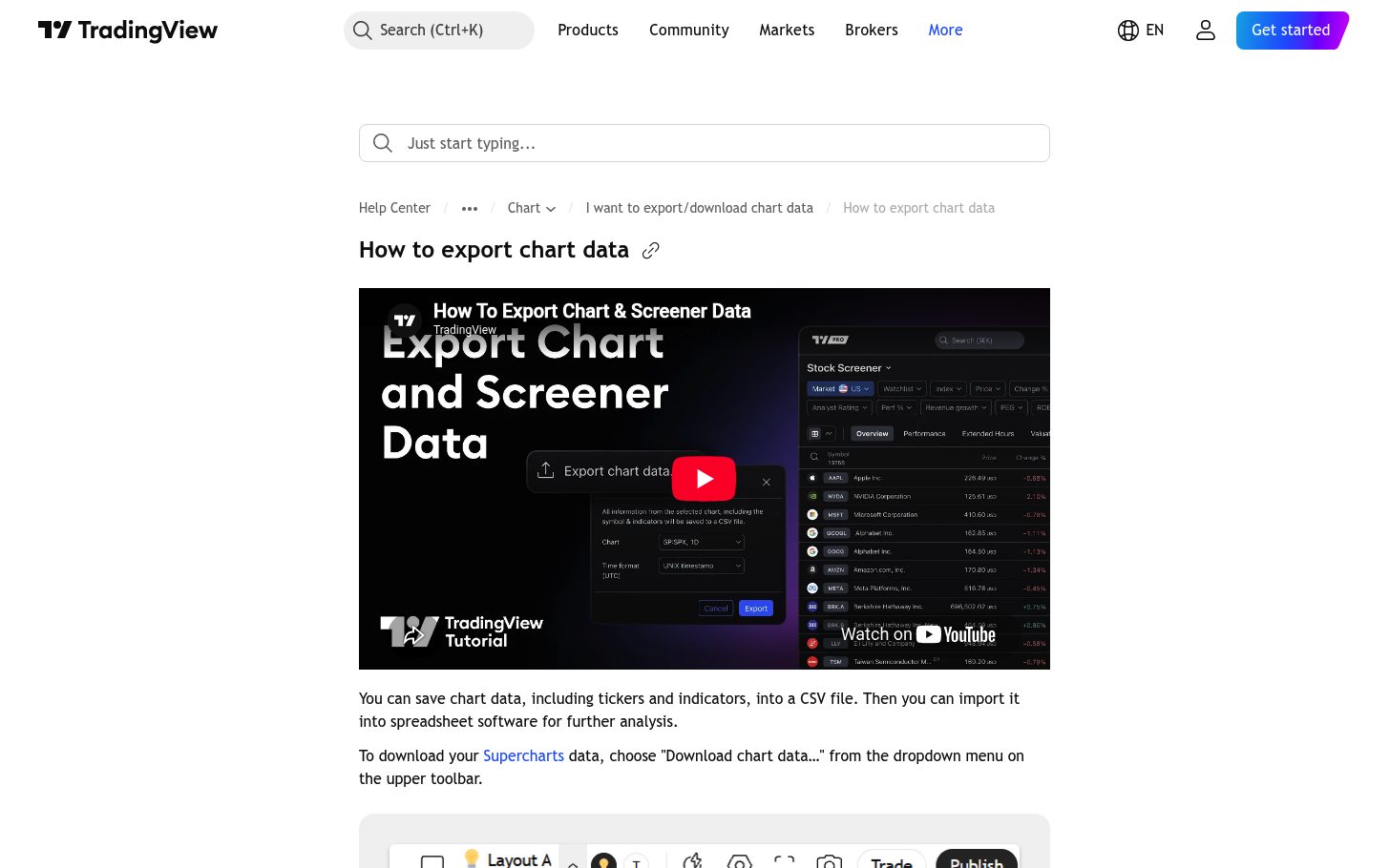 לייצא נתוני גרף מ-TradingView לקובץ 9 עמוד העזרה על ייצוא נתוני גרף וסינון