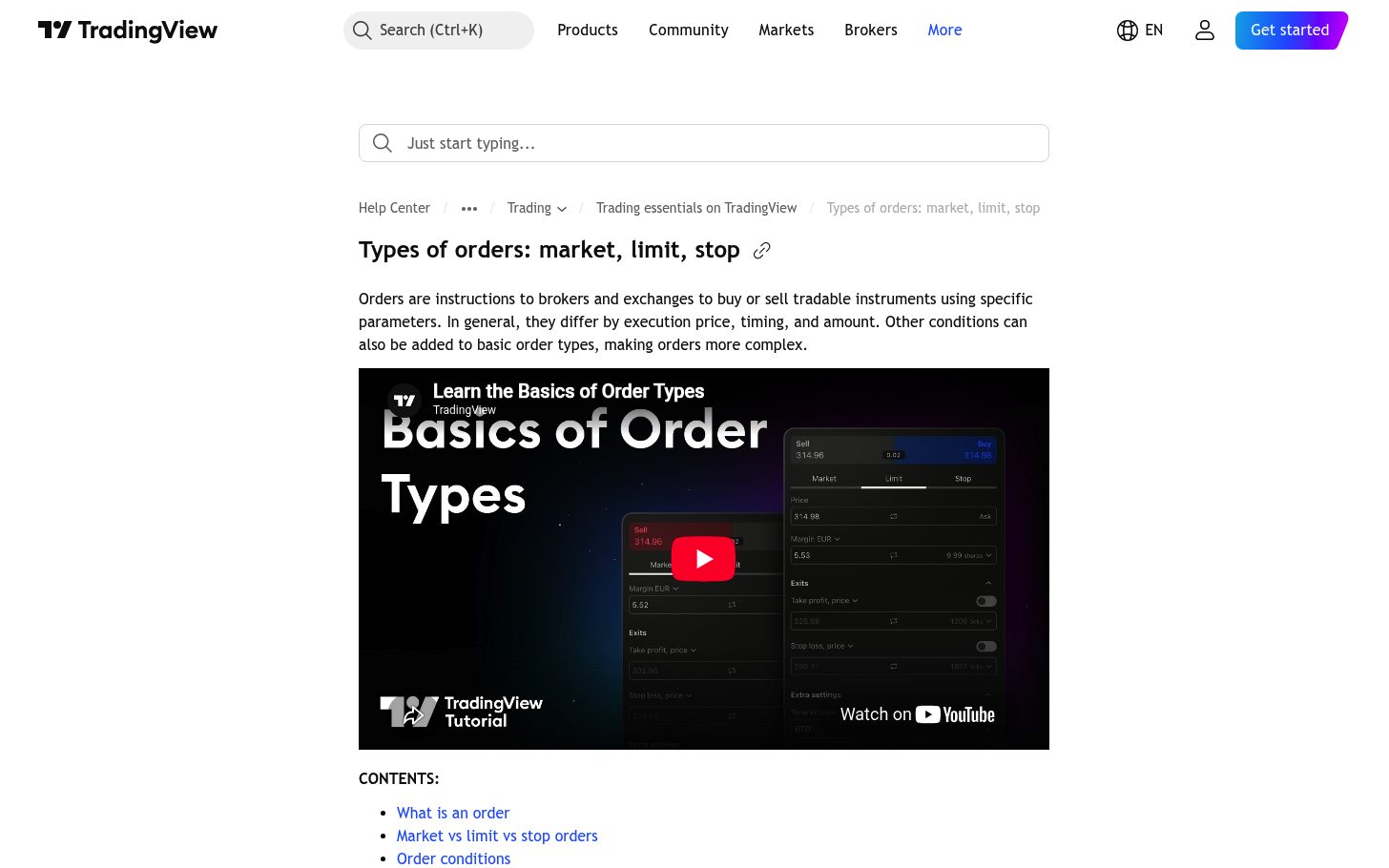 סוגי פקודות ב-TradingView — שוק, לימיט וסטופ, ומה כל אחת עושה 6 ההסבר הרשמי על סוגי הפקודות: שוק, לימיט וסטופ