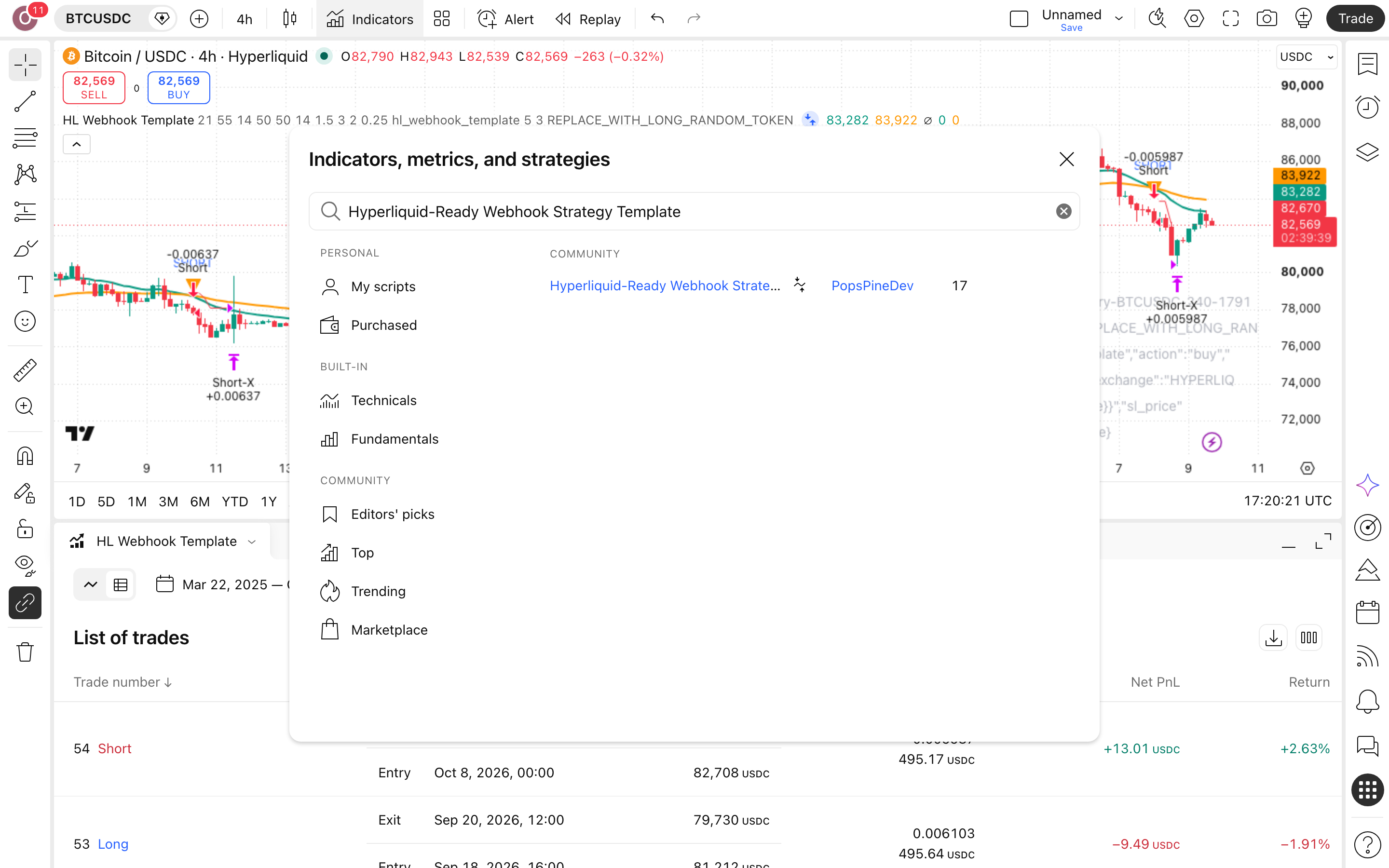 Hyperliquid-Ready Webhook Strategy Template: שלד וובהוק נגד מילוי כפול בביטקוין 5 חלון האינדיקטורים — חיפוש Hyperliquid-Ready Webhook Strategy Template של המחבר PopsPineDev