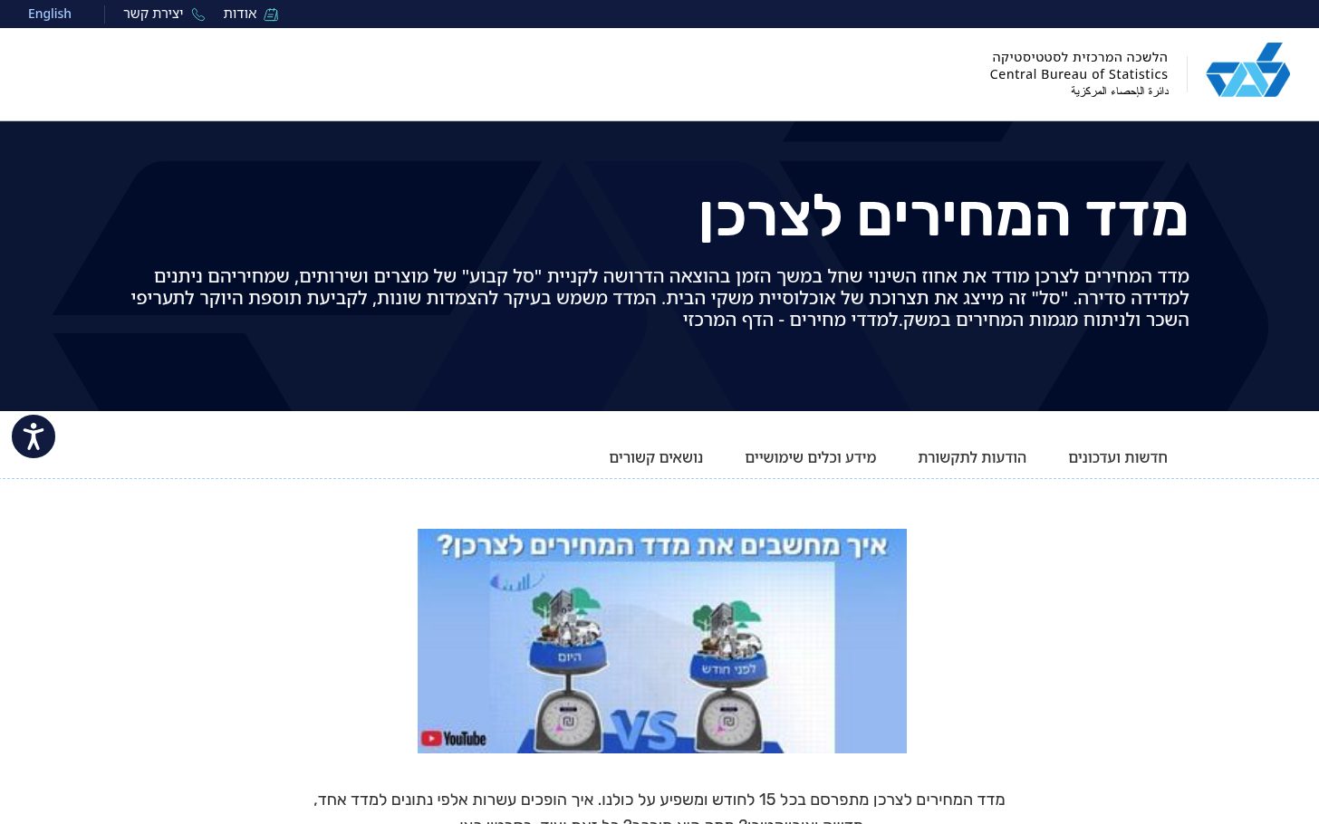 מה זה מדד המחירים לצרכן ולמה הוא נכנס לתזרים של העסק 2 עמוד מדד המחירים לצרכן באתר הלשכה המרכזית לסטטיסטיקה