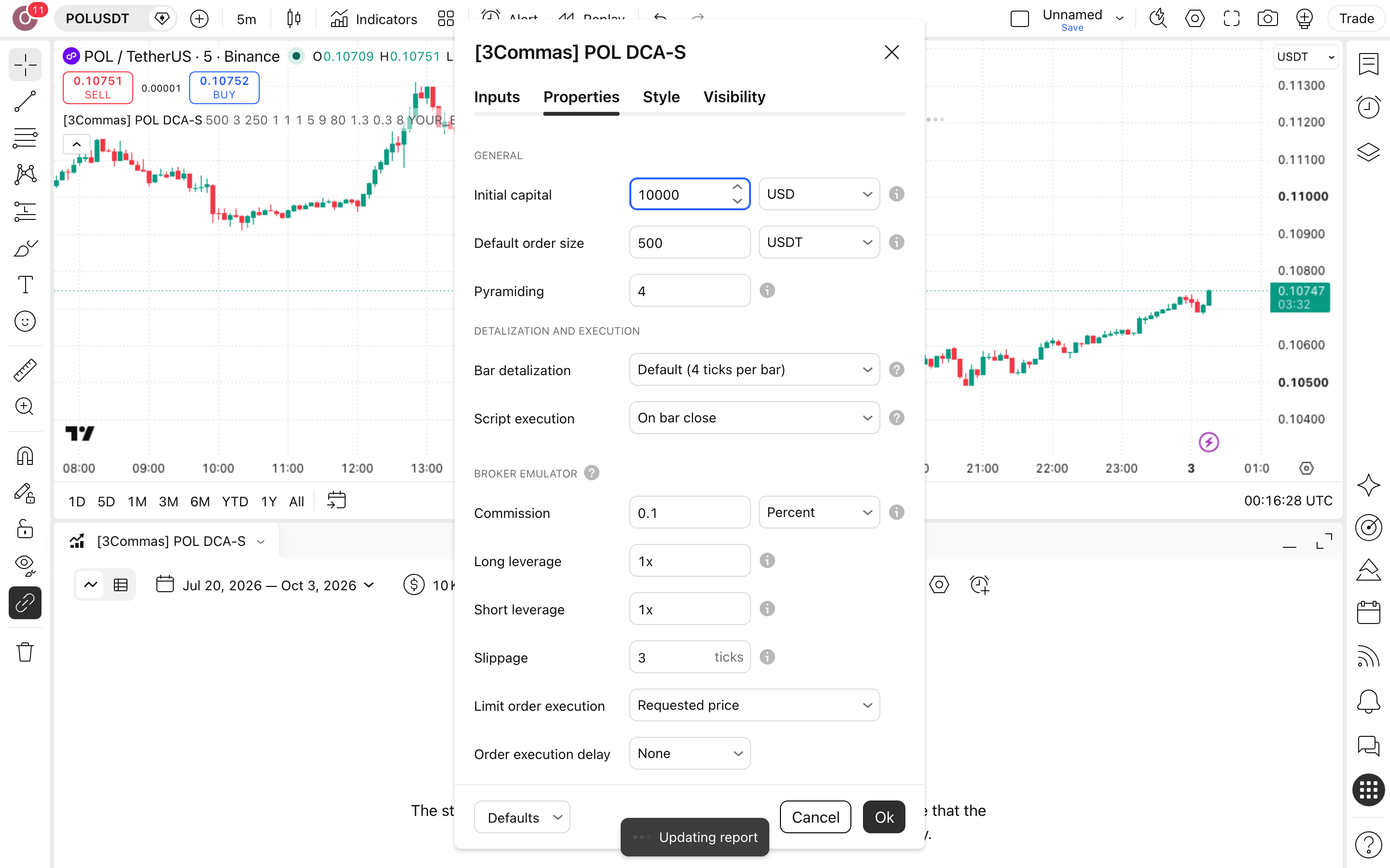 POL RSI Reversal DCA - Short Strategy: שורט על מיצוי מומנטום במטבע POL 6 לשונית Properties: Initial capital = 10,000 ו-Commission = 0.1%