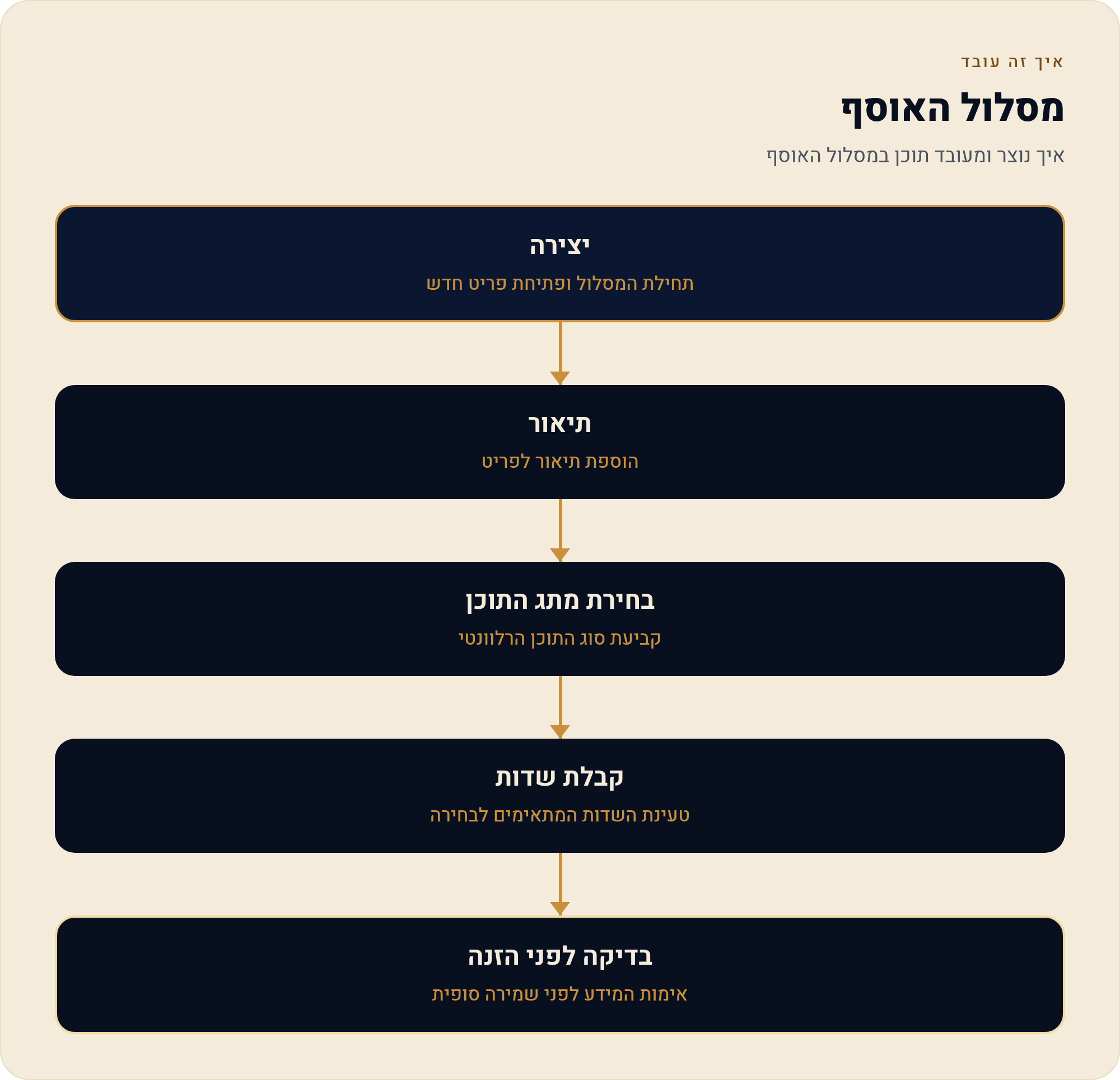 לבנות אוסף נתונים באתר וויקס מתיאור במילים 2 איך נוצר ומעובד תוכן במסלול האוסף