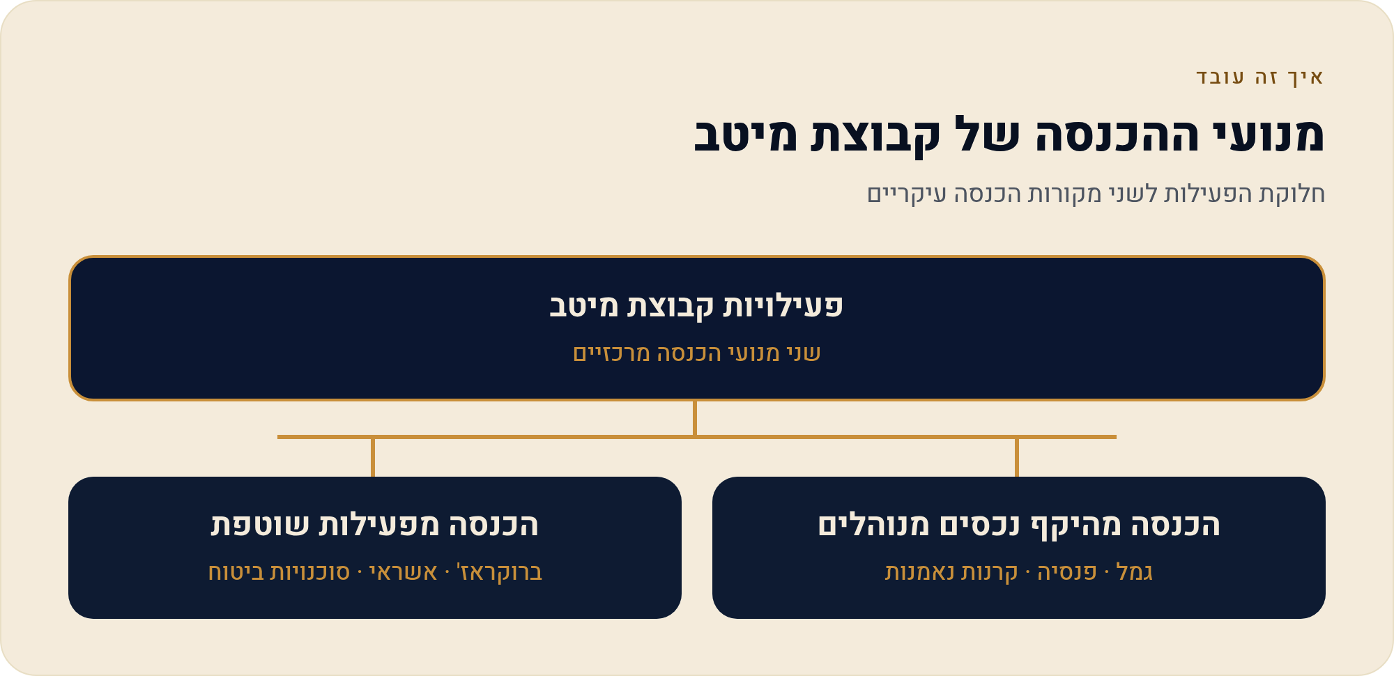 מה מניע את התוצאות של בית השקעות ציבורי 1 חלוקת הפעילות לשני מקורות הכנסה עיקריים