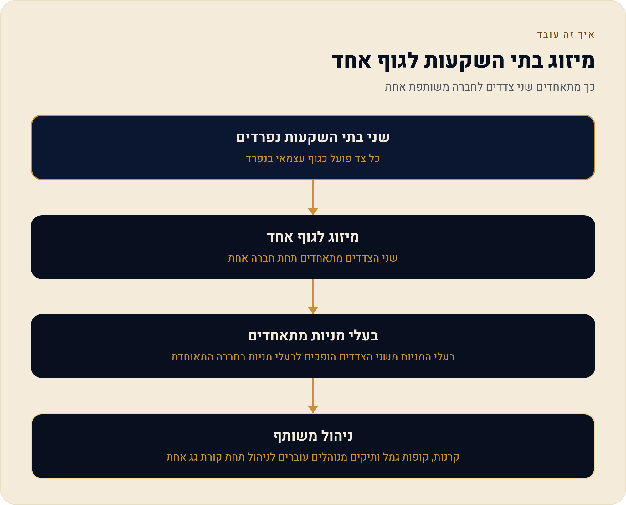 ההיסטוריה התאגידית: איך מיטב ודש הפכו לחברה אחת ב-2013 1 כך מתאחדים שני צדדים לחברה משותפת אחת