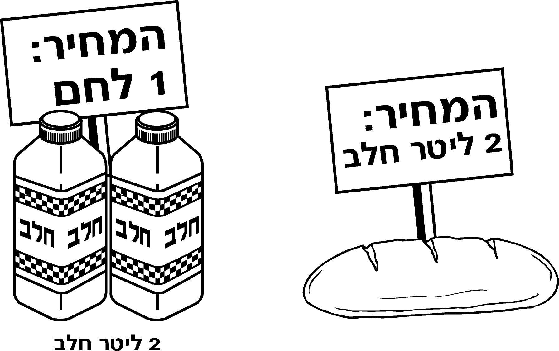 איור של שתי בקבוקים עם שלטים