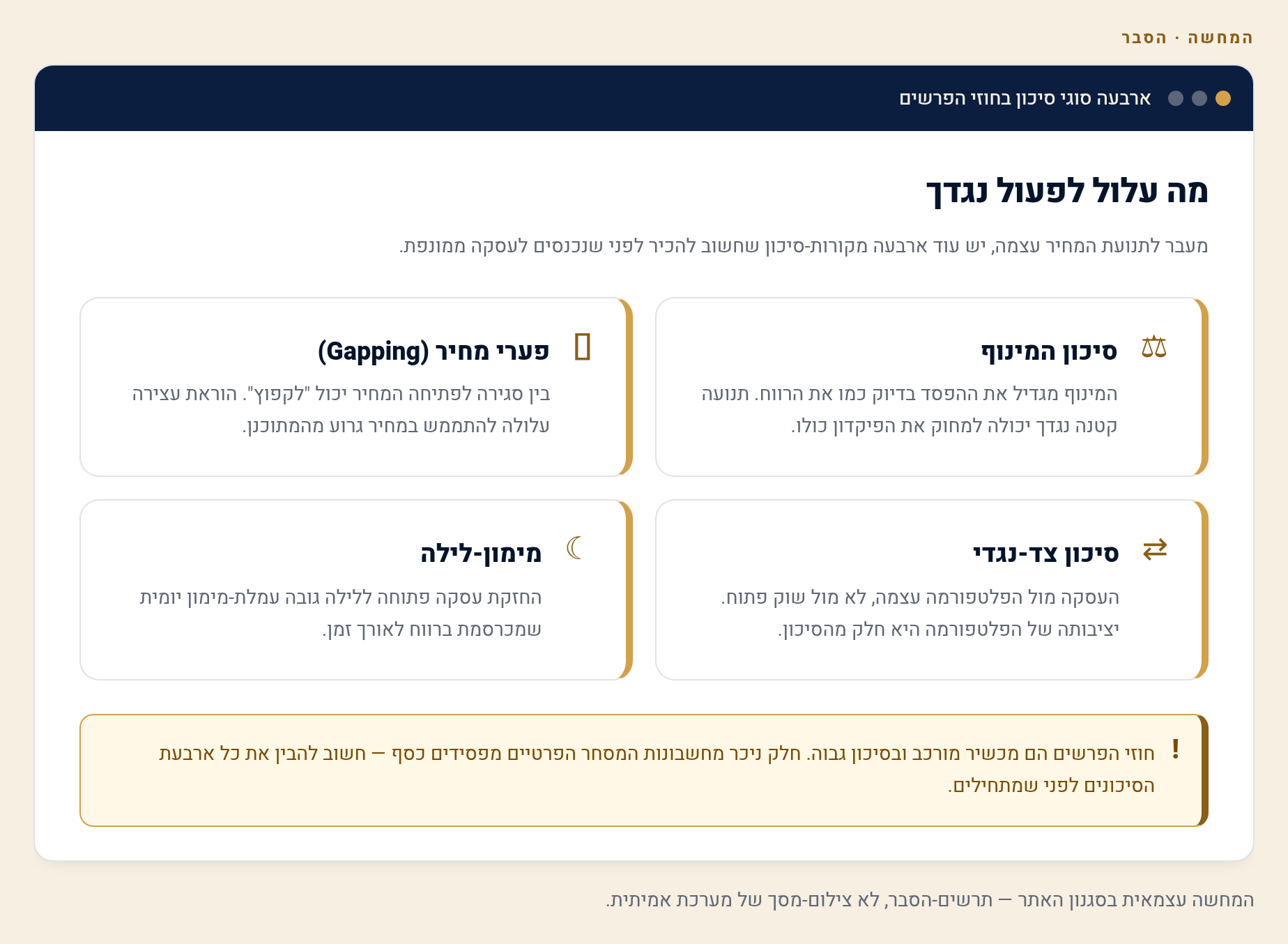 הסיכונים במסחר CFD בפלוס500 — מה כל מתחיל חייב לדעת 1 ארבעת סוגי-הסיכון במסחר ממונף